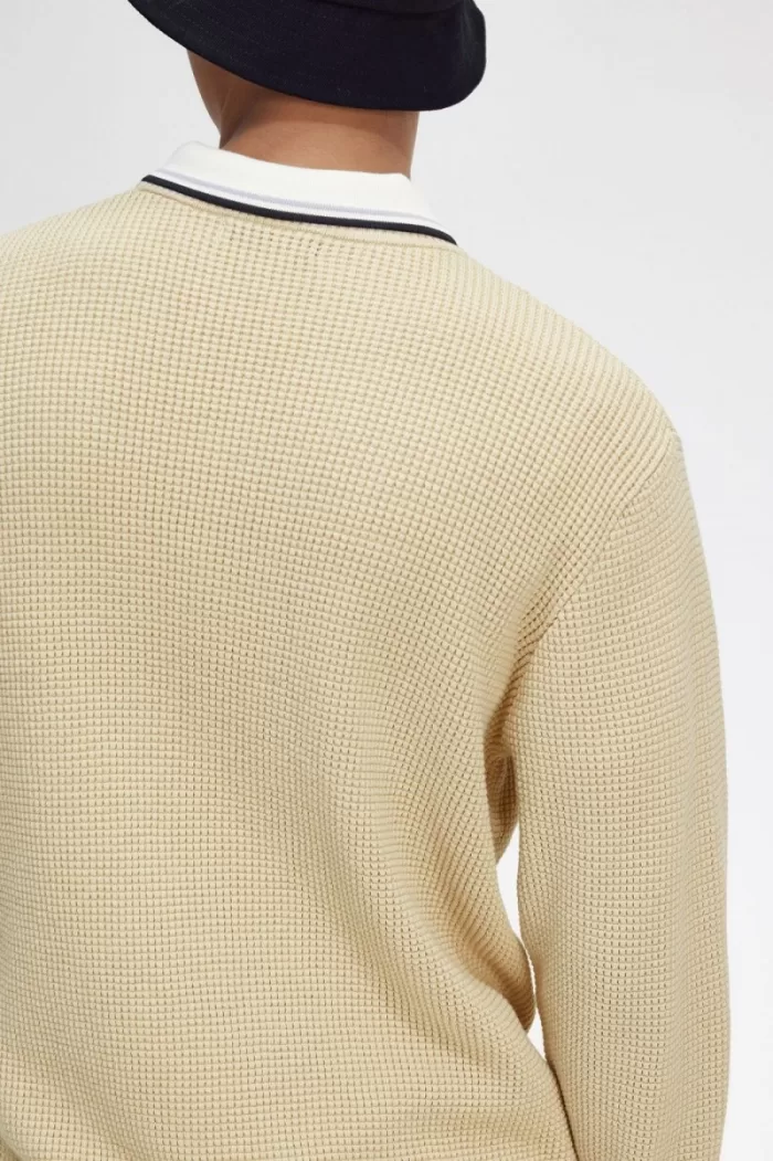 Fred Perry Waffle Stitch Men’s Jumper Oatmeal XYPRU7250