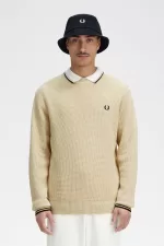 Fred Perry Waffle Stitch Men’s Jumper Oatmeal XYPRU7250