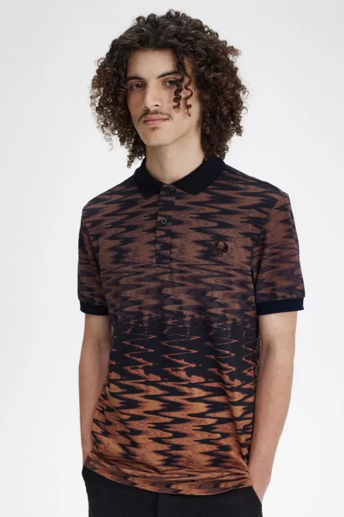 Fred Perry Wave Graphic Men’s Polo Shirt Black RAMYZ8642