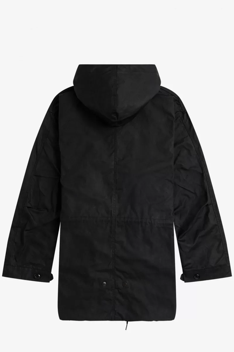 Fred Perry Waxed Cotton Mens Parka Black 810 1 ZOOM - Fred Perry Waxed Cotton Men's Parka Black SCOID8041