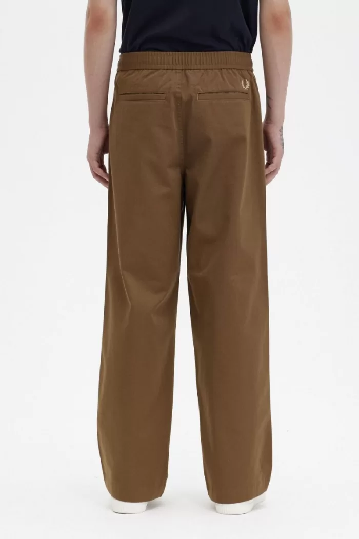 Fred Perry Wide Leg Drawstring Men’s Pants Brown EMDAB1308