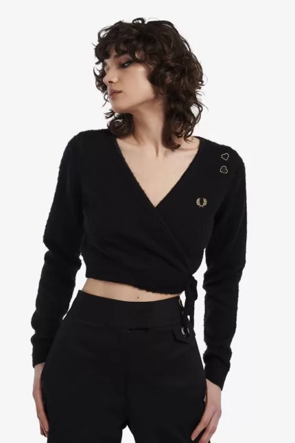 Fred Perry Wrap Women’s Cardigan Black IQYMZ9261