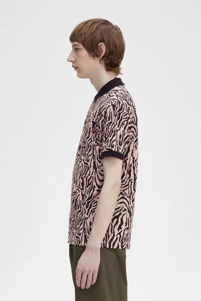 Fred Perry Zebra Print Men’s Shirt Dusty Rose Pink JACBQ7532