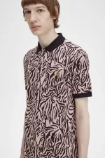 Fred Perry Zebra Print Men’s Shirt Dusty Rose Pink JACBQ7532