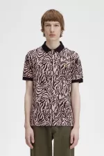 Fred Perry Zebra Print Men’s Shirt Dusty Rose Pink JACBQ7532