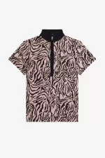 Fred Perry Zebra Print Women’s Polo Shirt Dusty Rose Pink DOUXJ4975