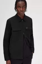 Fred Perry Zip-Through Men’s Shirt Black QJGDY3721