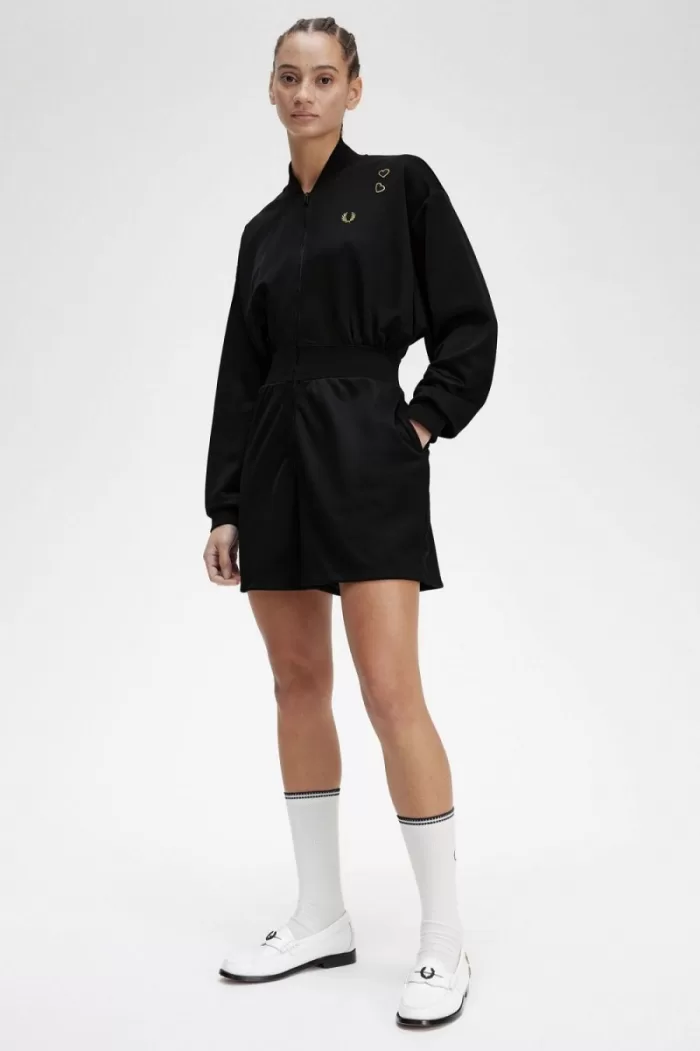 Fred Perry Zip-Through Playsuit Women’s Dress Black JUCTX7584