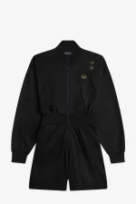 Fred Perry Zip-Through Playsuit Women’s Dress Black JUCTX7584