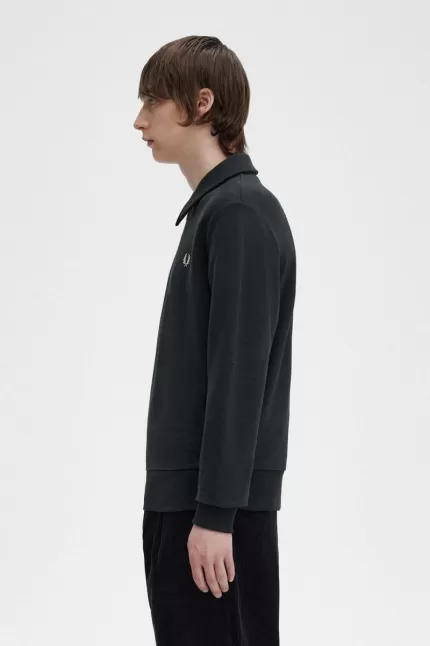 Fred Perry Zip Neck Collar Men’s Sweatshirts Night Green MLUHF0326