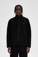 Fred Perry Zip Through Borg Fleece Men’s Sweatshirts Black VXKCW5983