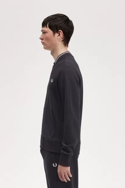 Fred Perry Zip Through Men’s Sweatshirts Black TQSNX6148