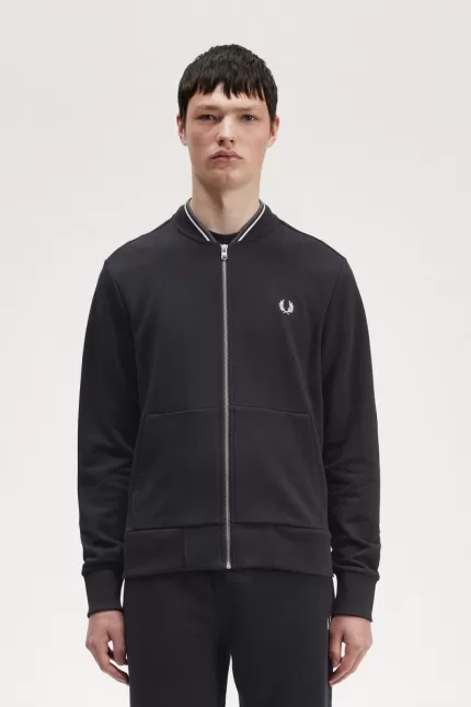 Fred Perry Zip Through Men’s Sweatshirts Black TQSNX6148